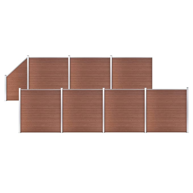 vidaXL - Schuttingset - 7 - vierkant - en - 1 - schuin - 1311x186 - cm - HKC - bruin
