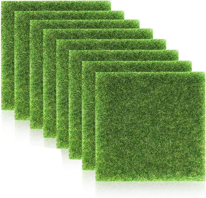 Miniatuurtuin decoratie met kunstgras, 8 stuks 15x15 cm, ideaal voor microlandschap en terrasversiering