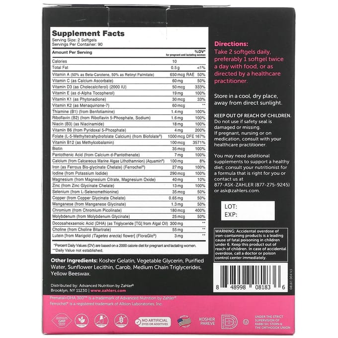 Zwangerschap + DHA 300 Optimale Formule, 180 Softgels