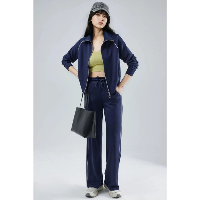 Modal Touch Gebreid Sweatshirt en Broek Set met Rits