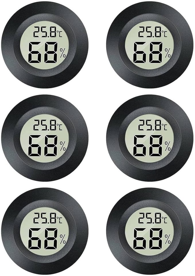 6x Mini Digitale LCD Temperatuur & Vochtigheidsmeter - Hygrometer + Thermometer voor Binnen & Buiten