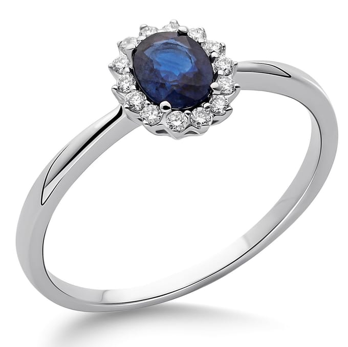 Orphelia RD-3927/60 - Ring - Goud 18 kt - Diamant 0.08 ct / Saffier 0.42 ct - 19.00 mm / maat 60