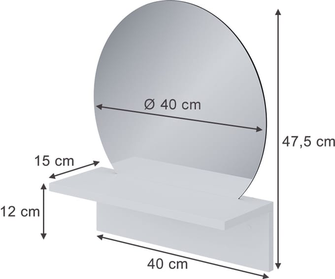 Vicco Elyra Badkamerspiegel – 40 x 47.5 cm met plank Wit