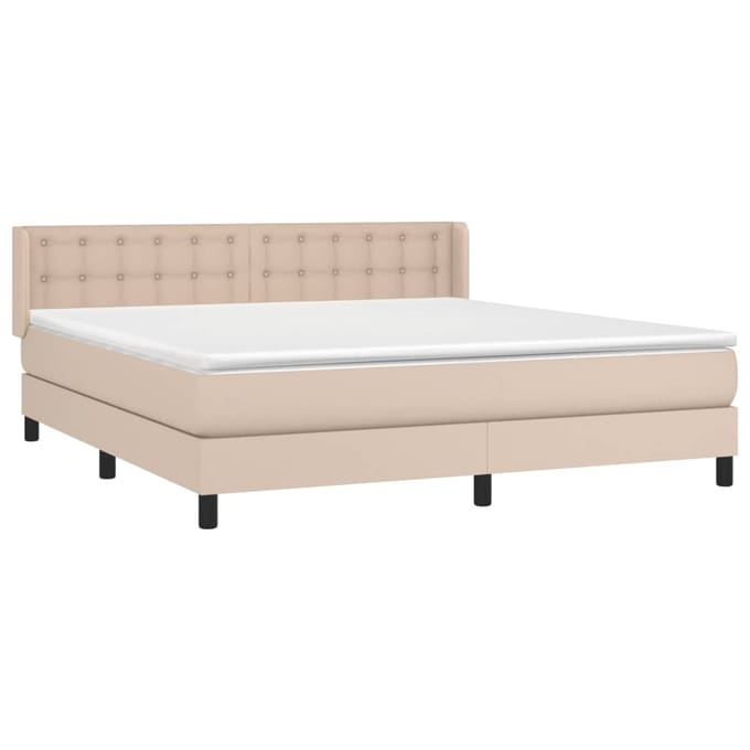 vidaXL - Boxspring - met - matras - kunstleer - cappuccinokleurig - 160x200 - cm