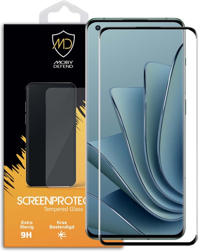 MobyDefend Screenprotector - Geschikt voor OnePlus 10 Pro - Screensaver Met Zwarte Randen - Gehard Glas