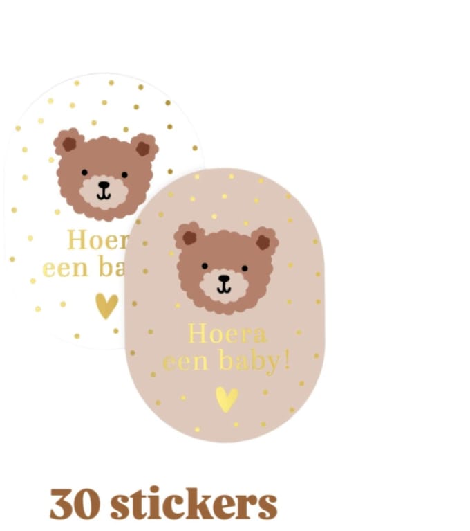 30x Sticker Little Bears ovaal- beren - Sluitsticker