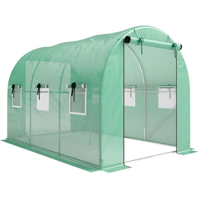 4goodz Foliekas 3x2x2 m tunnel inloopkas kweektent 6 ramen - Groen