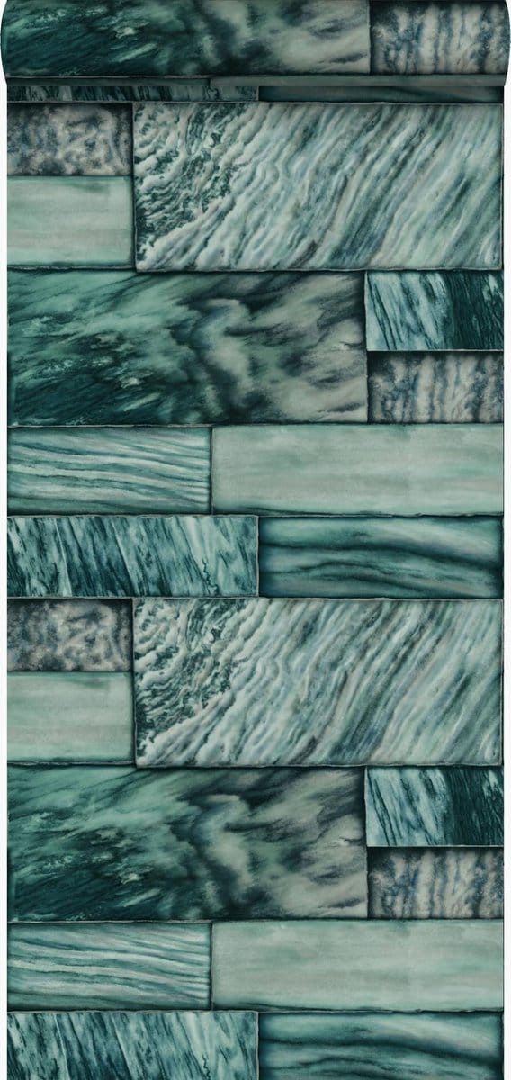Origin Wallcoverings behang marmeren stenen smaragd groen - 337252 - 53 cm x 10,05 m