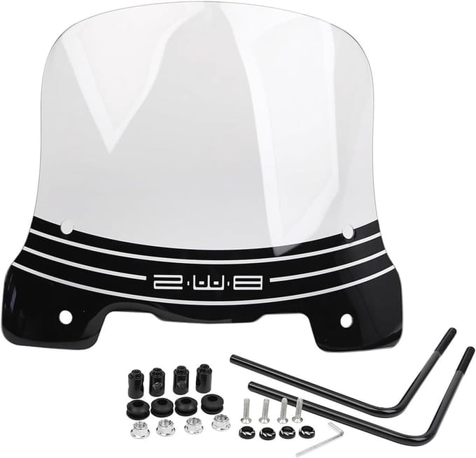 Scooter Windscherm - Motor Windgeleider - Rijcomfort Verhogen - 3MM Dik Polycarbonaat - 44.5 cm Hoog - Helder