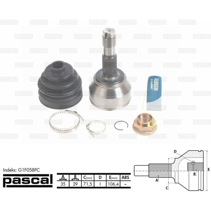 Homokineet reparatie set, aandrijfas PASCAL G1F058PC