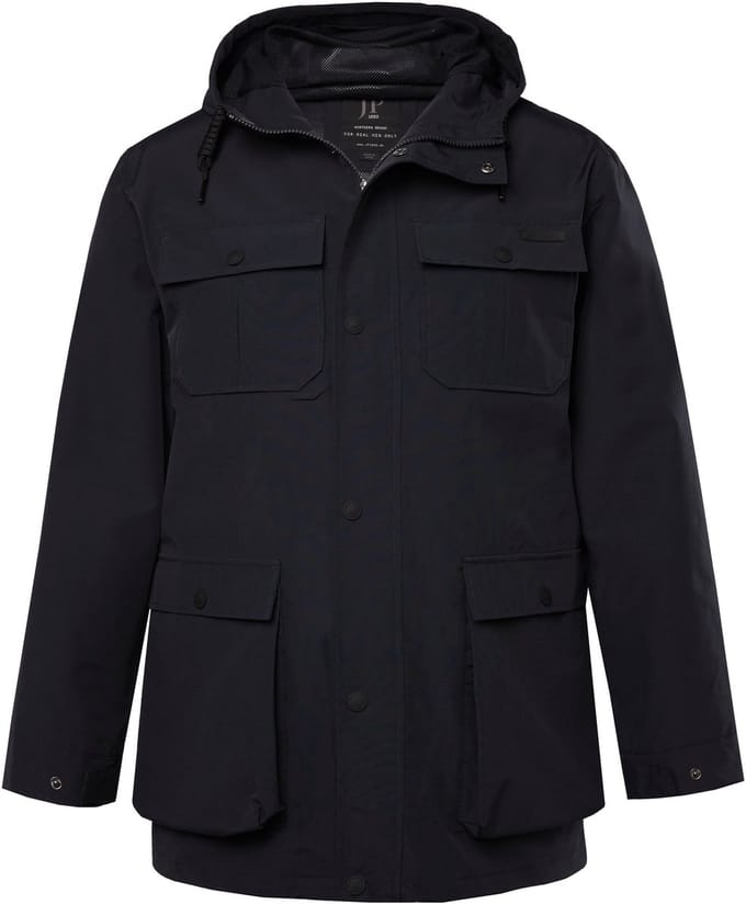 JP 1880 - Heren - Regenjas waterdicht capuchon blinde rits - Navy blauw - Maat L