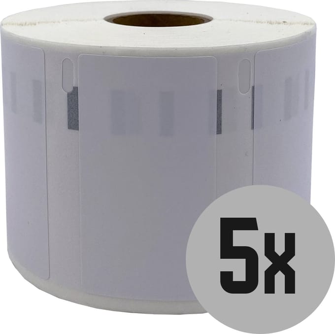 DULA Dymo Compatible labels - Wit - 11354 - S0722540 - Grote multifunctionele etiketten - 5 rollen - 57 x 32 mm - 1000 labels per rol