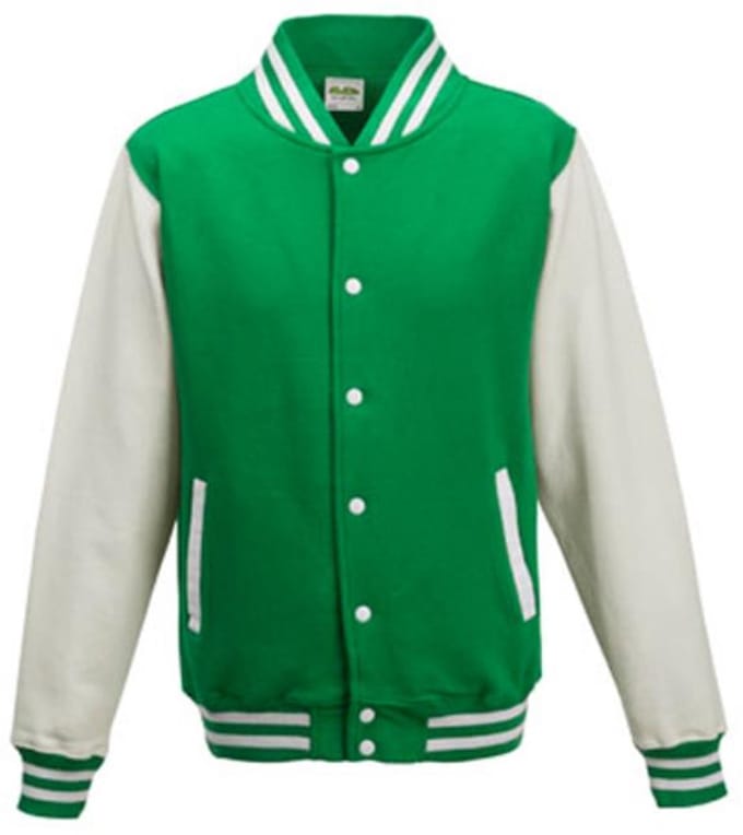 Just Hoods - Varsity Jacket - Kelly Green/White maat M