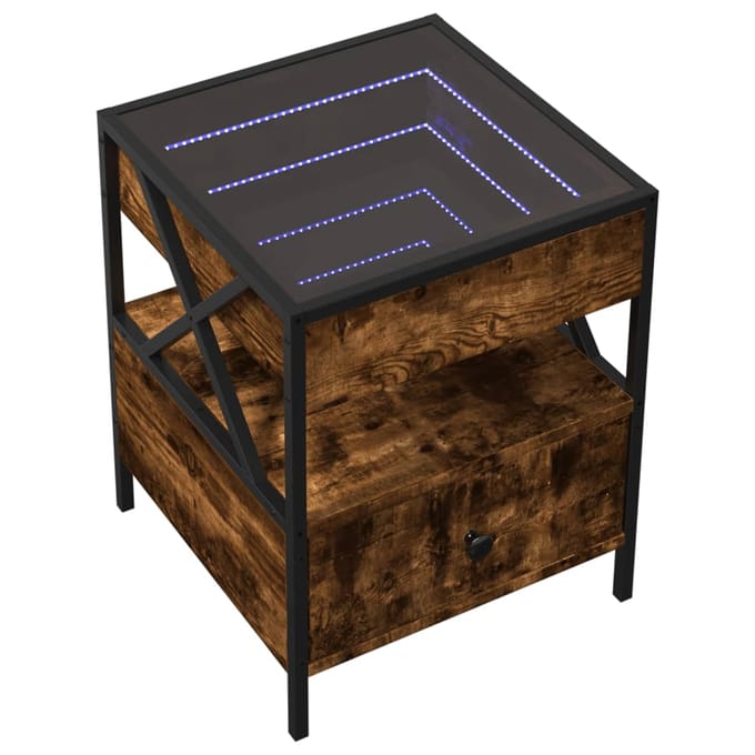 vidaXL - Salontafel - met - Infinity - LED - 40x40x51 - cm - gerookt - eikenkleurig