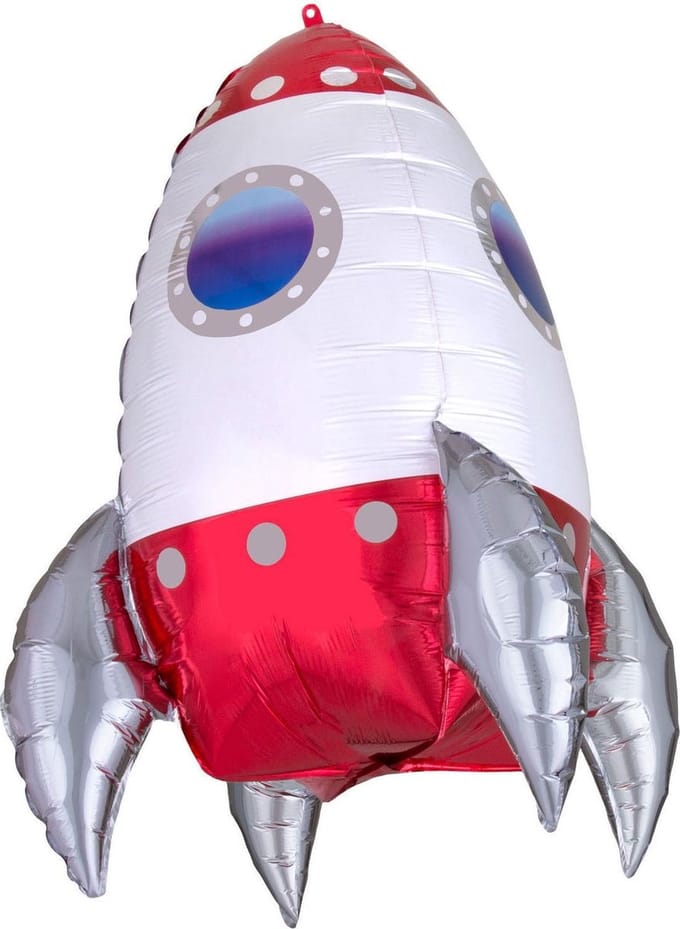 Amscan Folieballon Ultrashape Rocket Ship Junior 30 Cm Rood/wit