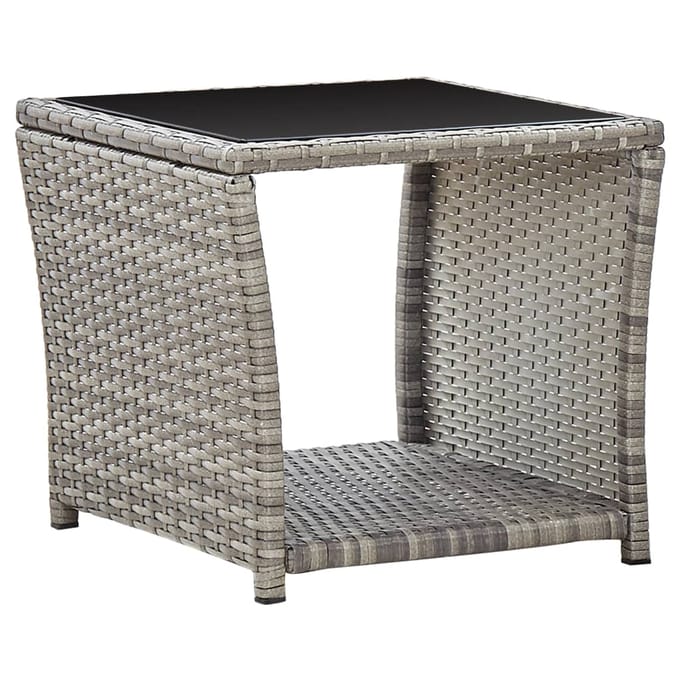 vidaXL - Salontafel - 45x45x40 - cm - poly - rattan - en - glas - grijs