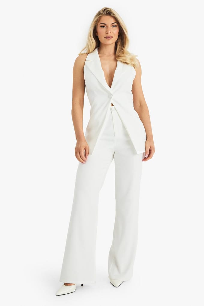 boohoo Dames Aangepast gelegenheid colletvest | Ivoor | Maat: 40