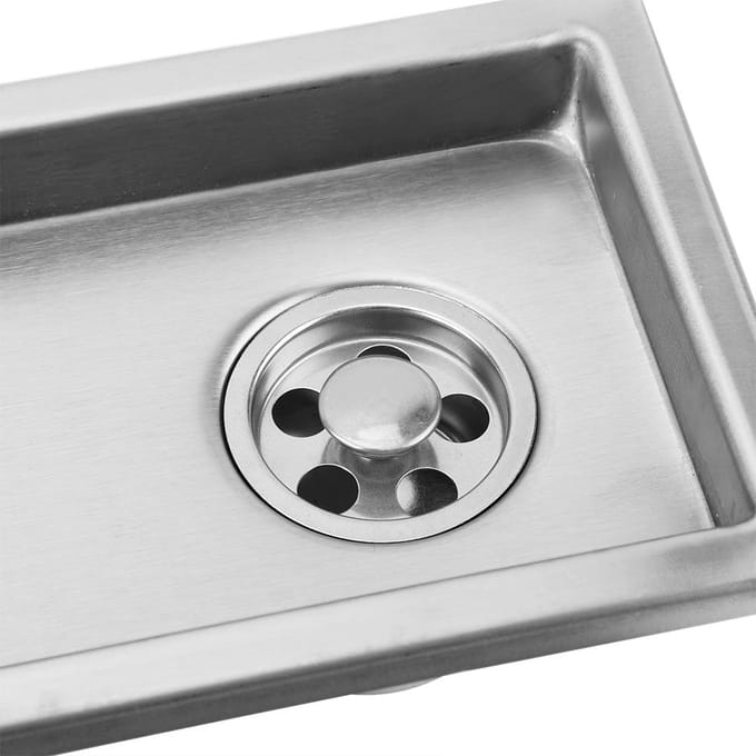 Caniveau de douche rectangulaire en acier inoxydable à grand débit pour salle de bain(drainage latéral) gray