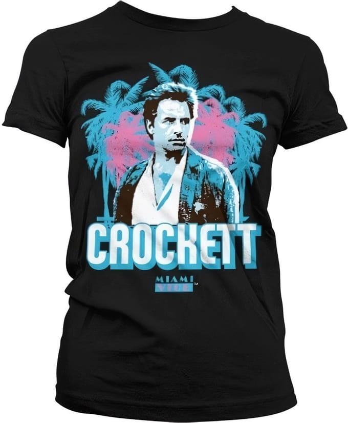 Miami Vice Crockett Palms Girly T-shirt voor dames, zwart