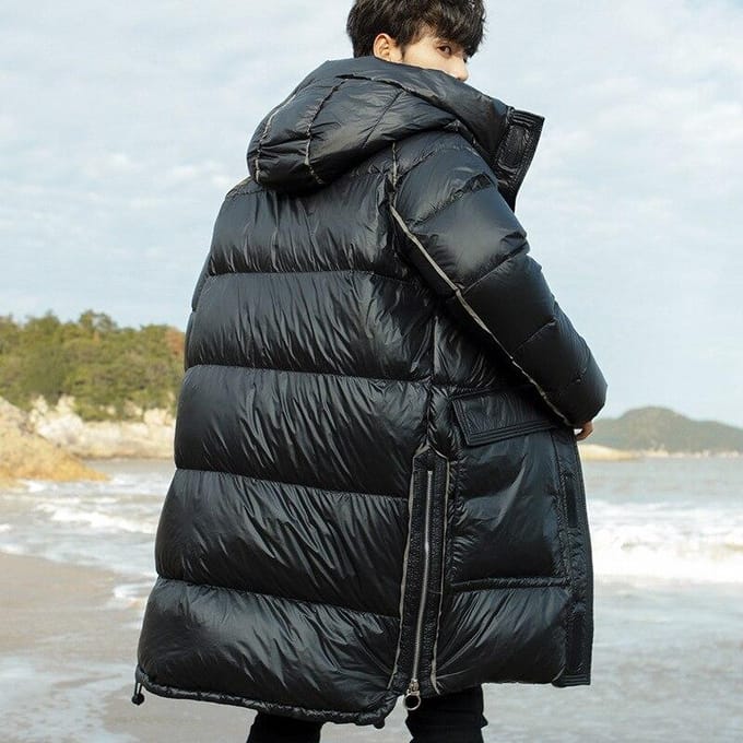 Heren Donsjas Lang Winter Jeugd Parka Jas Dikke Jas Mode 95% Witte Donsjas M zwart