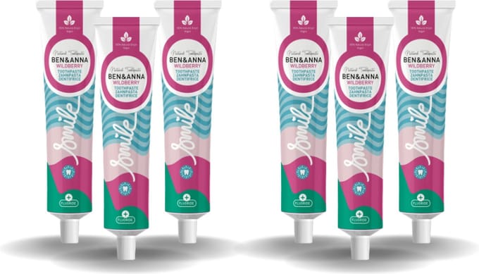 BEN&ANNA - Toothpaste Smile with Fluoride Wildberry - 75ml - 6 Pak - Voordeelverpakking