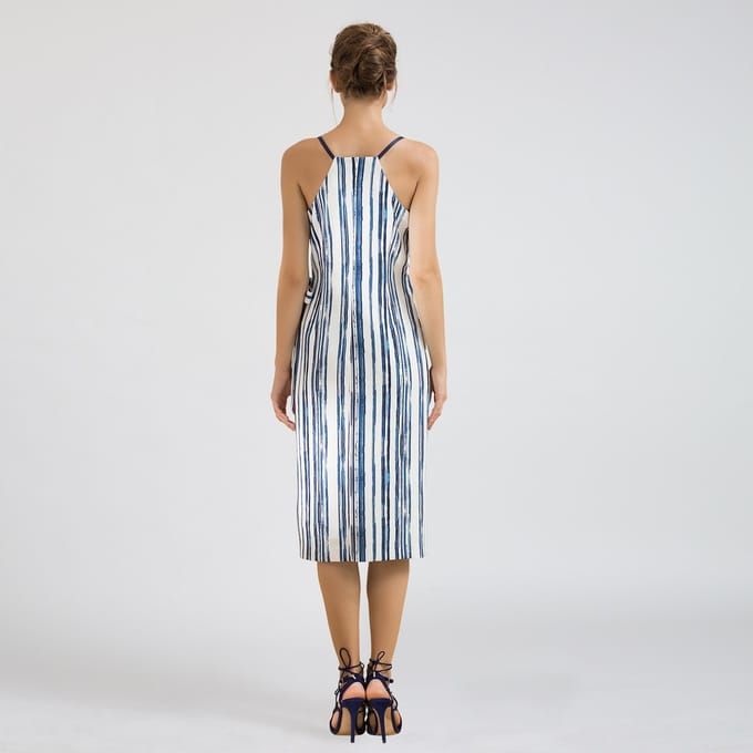 Stripe print wrap effect -jurk