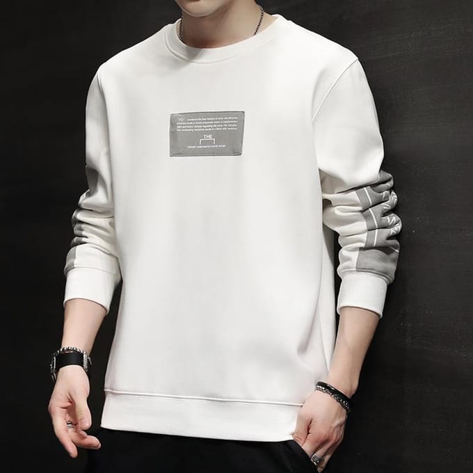 Pull tendance à col rond pour homme, nouveau style coréen, décontracté, ample, à manches longues, veste pour homme 4XL white
