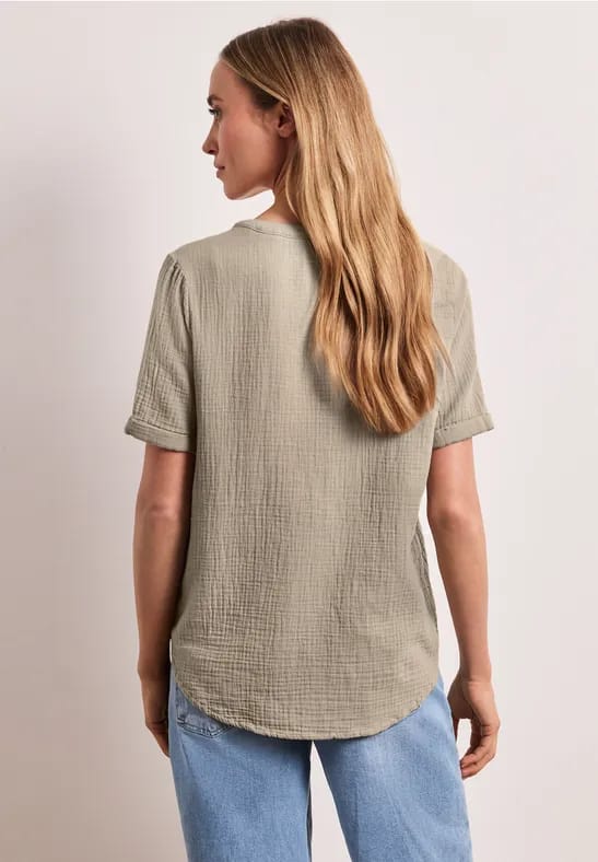 Blouse met korte mouwen in mousseline kwaliteit