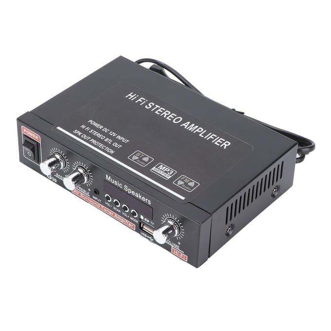 Mini Amplificateur de Puissance Bluetooth Numérique Intelligent avec Télécommande gray