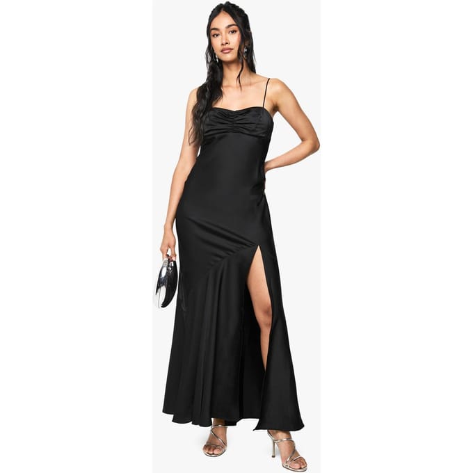 boohoo Dames Satijn Maxi Jurk | Black | Maat: 8