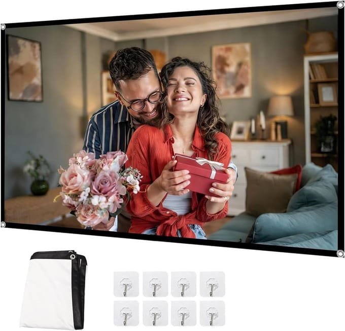 Draagbaar Projectiescherm - Filmscherm Opvouwbaar - Thuisbioscoop Creëren - Kreukvrij Polyester - 100 inch 16:9 - Wit