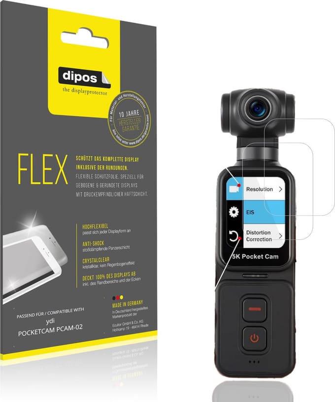 dipos – 2x Beschermfolie geschikt voor ydi POCKETCAM PCAM-02 | 3D Full Cover Screenprotector | 100% Passend
