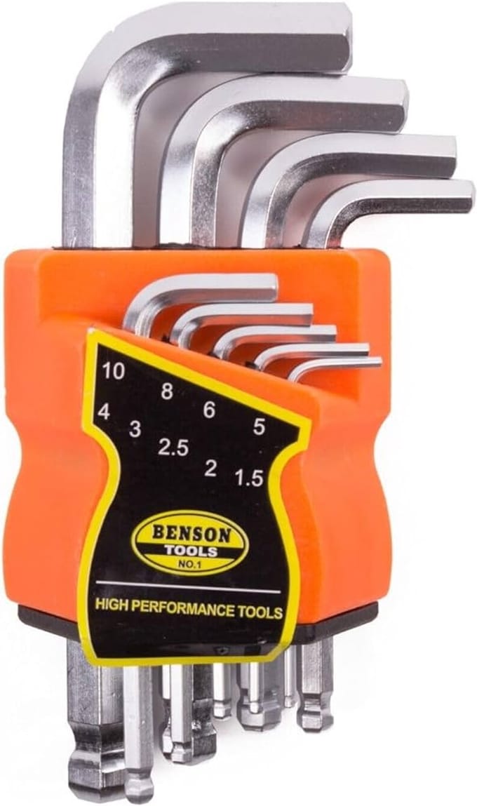 Inbussleutel set, 9 dlg, Korte inbussleutels, Benson
