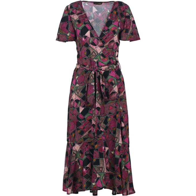 Geometrische allure viscose midi-jurk