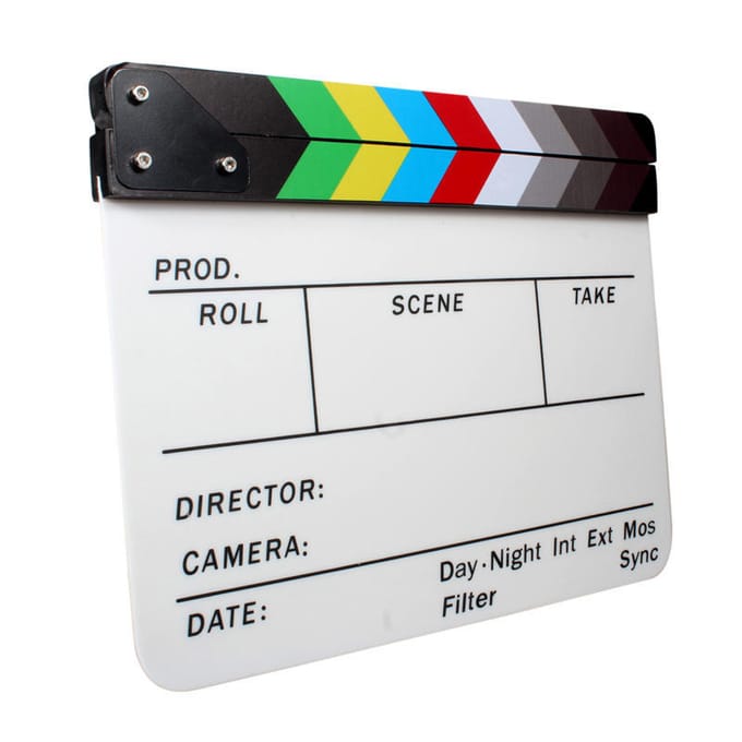 Clap en acrylique effaçable à sec pour réalisateur de film, ardoise 9,6 x 11,7  avec bâtons de couleur