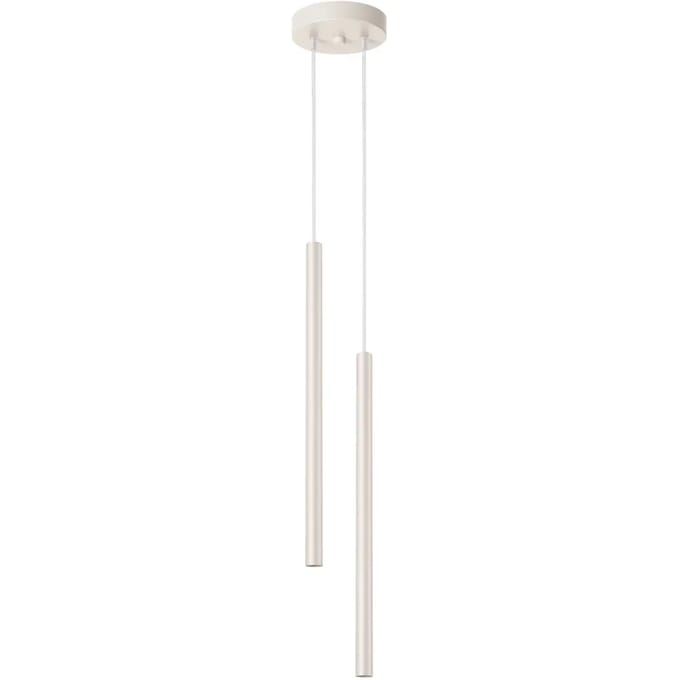 Hanglamp PASTELO 2 met 2 slanke buiskappen - Sollux Lighting - IP20 - Beige staal behuizing - 15 x 15 x 114 cm - 2 x G9 LED, exclusief lichtbron - 2 x 8 W - Moderne hanglamp voor hal, gang en keuken