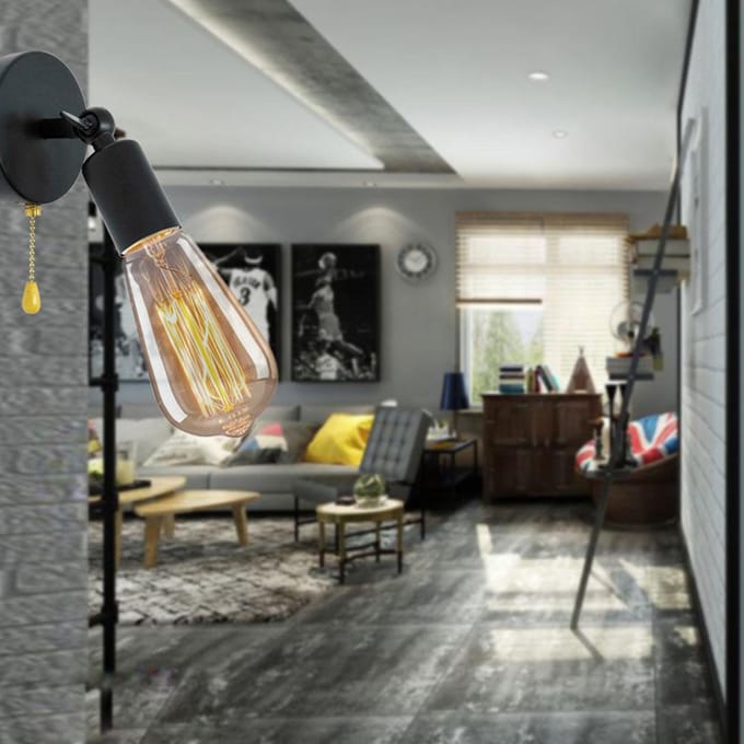 E26/E27 Vintage Wandlamp Licht met Verstelbare Kop voor Bedzijde Studeerkamer 85-245V bevat niet