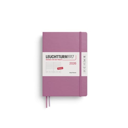 Leuchtturm1917 agenda 2026 1 dag per pagina hardcover medium a5, oud roze
