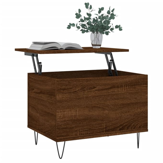 vidaXL - Salontafel - 60x44,5x45 - cm - bewerkt - hout - bruin - eikenkleur