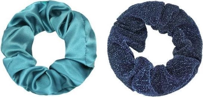 Scrunchie set van 2 | Blauw en glitter