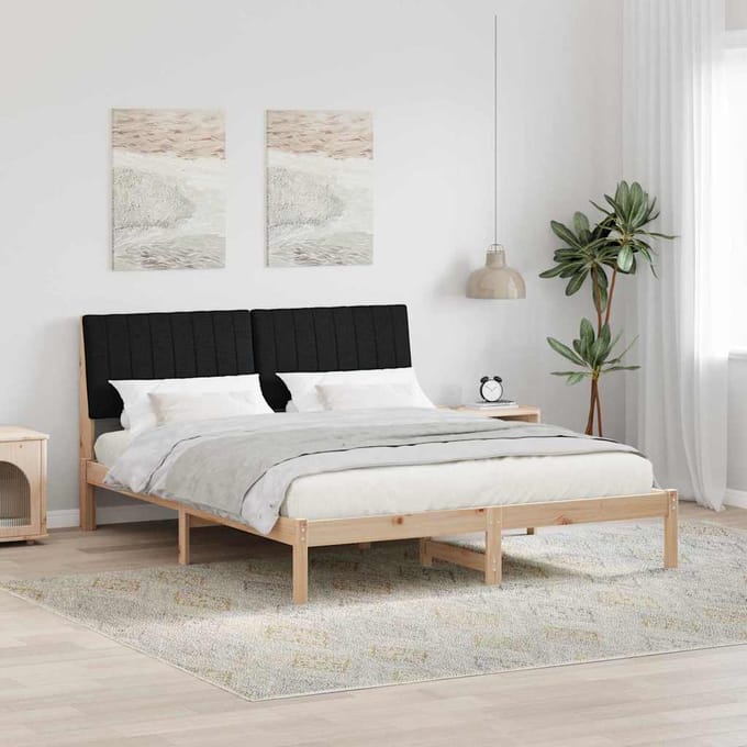 vidaXL - Bedframe - met - hoofdeinde - Bruin - 160 - x - 200 - cm - Massief - grenenhout