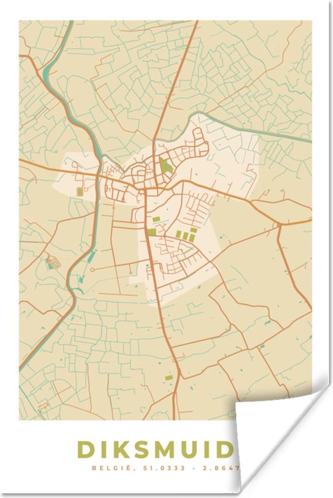 Poster Stadskaart - Diksmuide - Kaart - België - Plattegrond - 40x60 cm