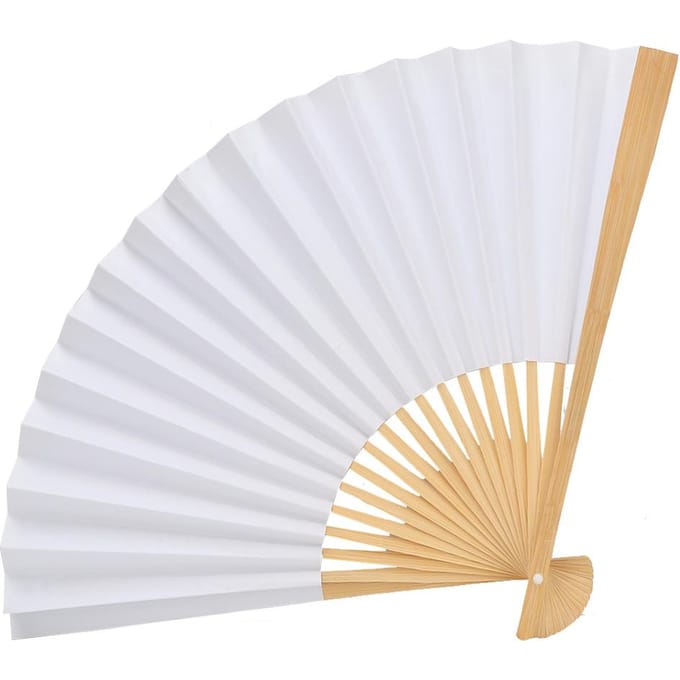 Witte DIY Papier Hout Vouwventilator Kalligrafie Schilderen Tekenen Ventilatoren Decor Cadeau white