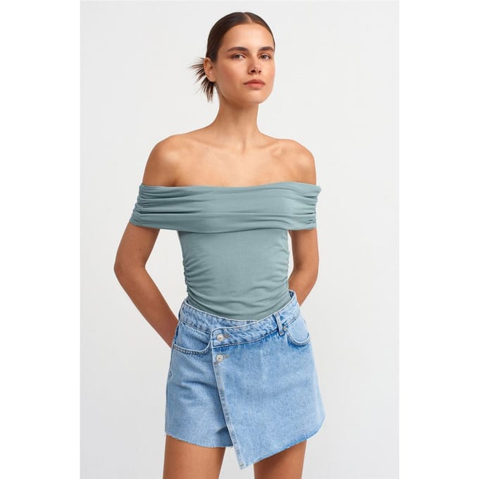 Schoudervrij Slim Fit Jersey Blouse
