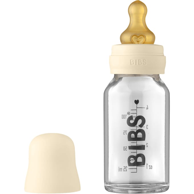 BIBS Baby Glazen Fles Complete Set Latex Ivory 110 ml