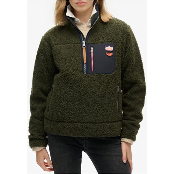 Zip-Up Knitwear with Front Pockets Wo - Green