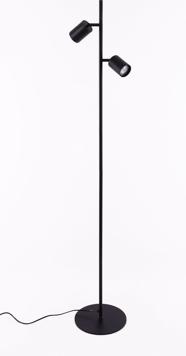Vloerlamp zwart met 2 spots - Gu10 - 150cm