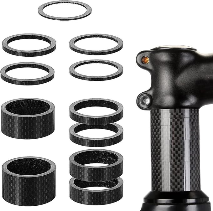 Racefiets Stuurpen Spacer Set - 11 stuks in 7 maten (1 mm/2 mm/3 mm/5 mm/10 mm/15 mm/20 mm)