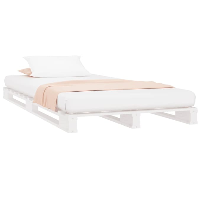 vidaXL - Palletbed - massief - grenenhout - wit - 100x200 - cm