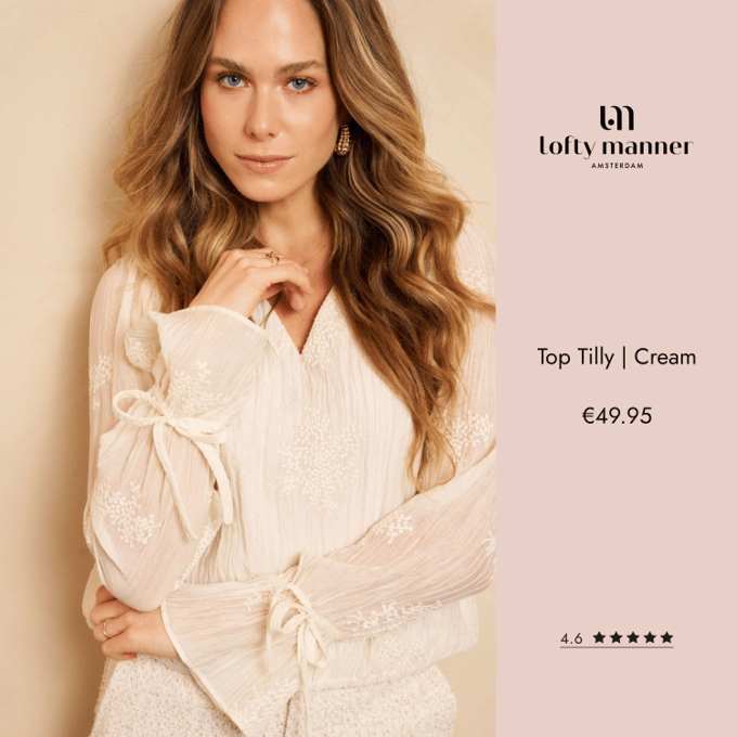 Lofty Manner Blouse Top Tilly Rg59 Cream Dames Maat - XS